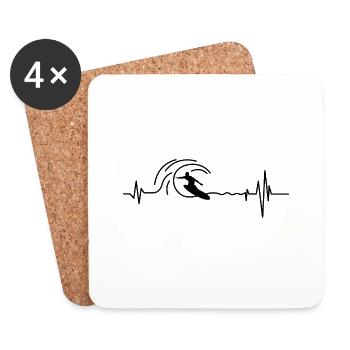 Surf Heartbeat Surf Surfer - Coasters (set of 4) - white - Front