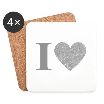 Letter i silver heart - Coasters (set of 4) - white - Front
