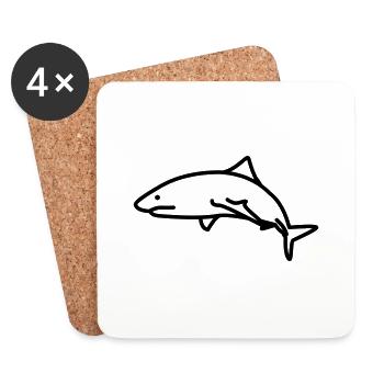 Requin - Dessous de verre (lot de 4) - blanc - Devant