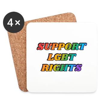 Soutenez l’arc-en-ciel des droits LGBT - Dessous de verre (lot de 4) - blanc - Devant