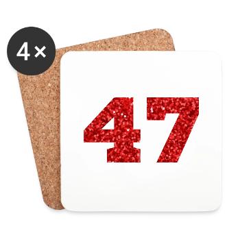 Number 47 Red Glitter - 47th Anniversary - Coasters (set of 4) - white - Front