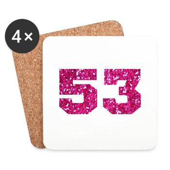 Nummer 53 Pink Glitter - 53. Jubiläum - Untersetzer (4er-Set) - Weiß - Vorne