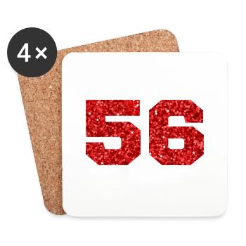 Nummer 56 Roter Glitzer - 56. Jahrestag - Untersetzer (4er-Set) - Weiß - Vorne