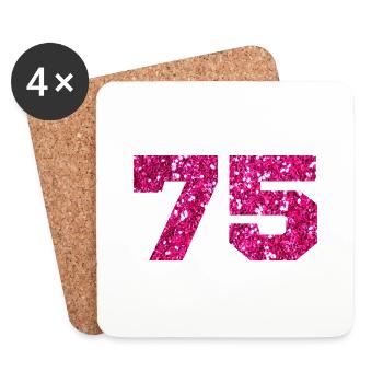 75 Pink Glitter - 75. Geburtstag - Untersetzer (4er-Set) - Weiß - Vorne