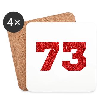 73 Roter Glitzer - 73 Geburtstag - Untersetzer (4er-Set) - Weiß - Vorne