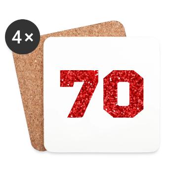 70 paillettes rouge - 70e anniversaire - Dessous de verre (lot de 4) - blanc - Devant