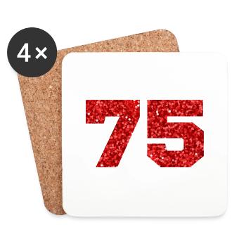 75 Red Glitter - 75th Anniversary - Coasters (set of 4) - white - Front