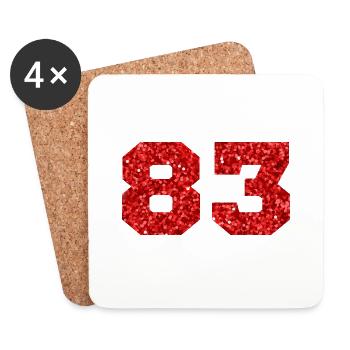 Number 83 Red Glitter - 83rd Birthday - Coasters (set of 4) - white - Front