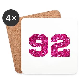 Number 92 Pink Glitter - 92nd Birthday - Coasters (set of 4) - white - Front