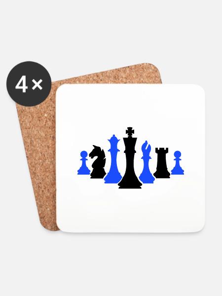 Pièces d’échecs Échecs - Dessous de verre (lot de 4) - blanc