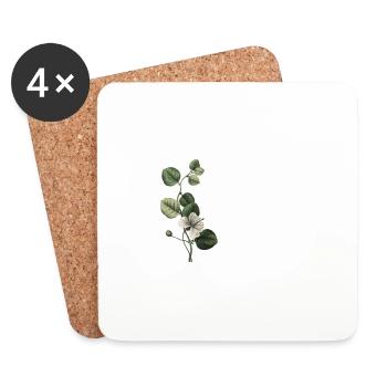 Number 47 Floral Green - 47th Floral Birthday - Coasters (set of 4) - white - Front