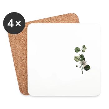 Numéro 54 floral vert - 54e anniversaire floral - Dessous de verre (lot de 4) - blanc - Devant