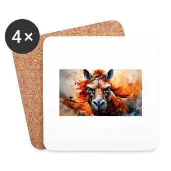 Animaux mignons - cheval - Dessous de verre (lot de 4) - blanc - Devant
