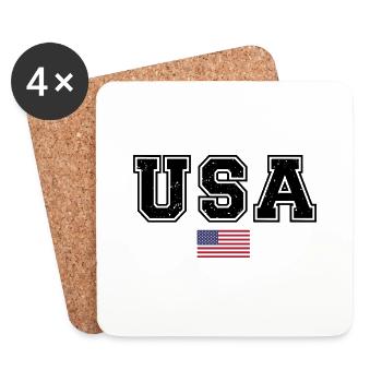 TEAM USA amerikanische Flagge Fahne unter Schrift - Untersetzer (4er-Set) - Weiß - Vorne