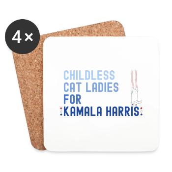 Kinderlose Katze Damen für Kamala Harris 2024 - - Untersetzer (4er-Set) - Weiß - Vorne