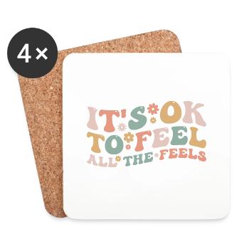 Its Okay To Feel All The Feels Funny Mental Health - Dessous de verre (lot de 4) - blanc - Devant