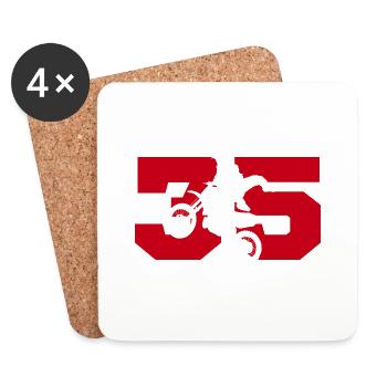 Moto 35 motard - Dessous de verre (lot de 4) - blanc - Devant