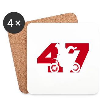 Moto 47 motard - Dessous de verre (lot de 4) - blanc - Devant