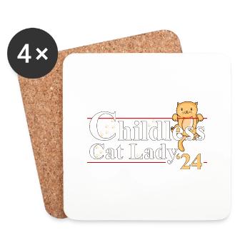 Childless Cat Lady for Women Feminist - Coasters (set of 4) - white - Front
