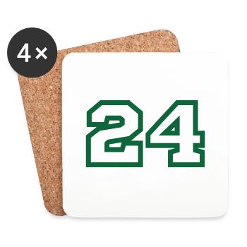 Numéro 24 sport vert - Dessous de verre (lot de 4) - blanc - Devant