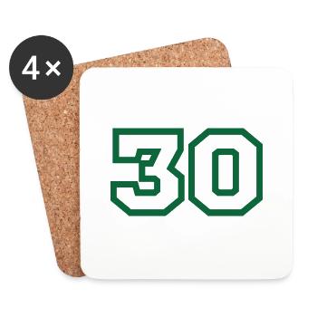 Number 30 green sport - Coasters (set of 4) - white - Front