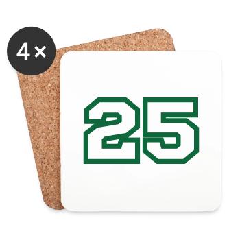 Number 25 green sport - Coasters (set of 4) - white - Front