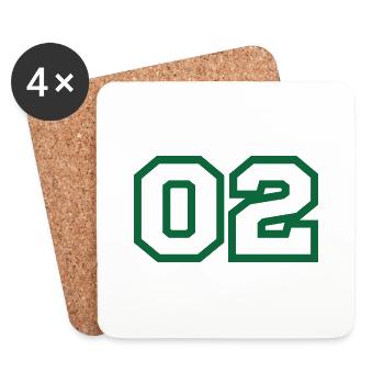Numéro 2 sport vert - Dessous de verre (lot de 4) - blanc - Devant