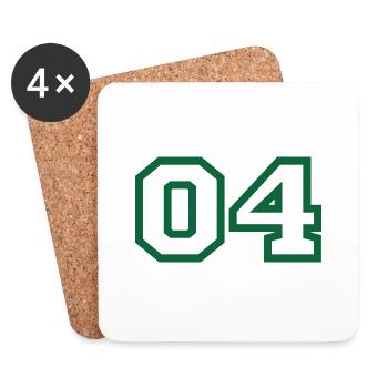 Numéro 4 sport vert - Dessous de verre (lot de 4) - blanc - Devant