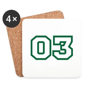 Number 3 green sport - Coasters (set of 4) - white - Front
