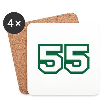 Numéro 55 sport vert - Dessous de verre (lot de 4) - blanc - Devant