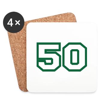 Numéro 50 sport vert - Dessous de verre (lot de 4) - blanc - Devant