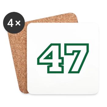 Number 47 green sport - Coasters (set of 4) - white - Front