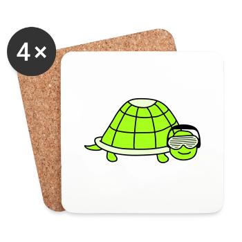 Cute Turtle Cute DJ Party Music Animal - Coasters (set of 4) - white - Front