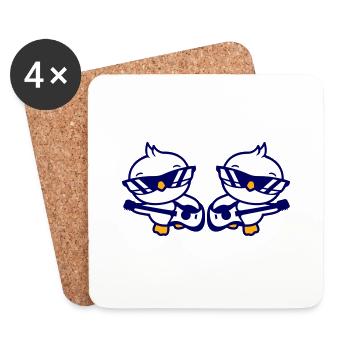 2 poussins oiseaux canards ruban mignon deux amis équipe - Dessous de verre (lot de 4) - blanc - Devant