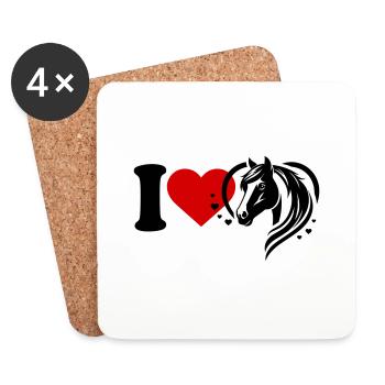 J’adore les chevaux - Dessous de verre (lot de 4) - blanc - Devant