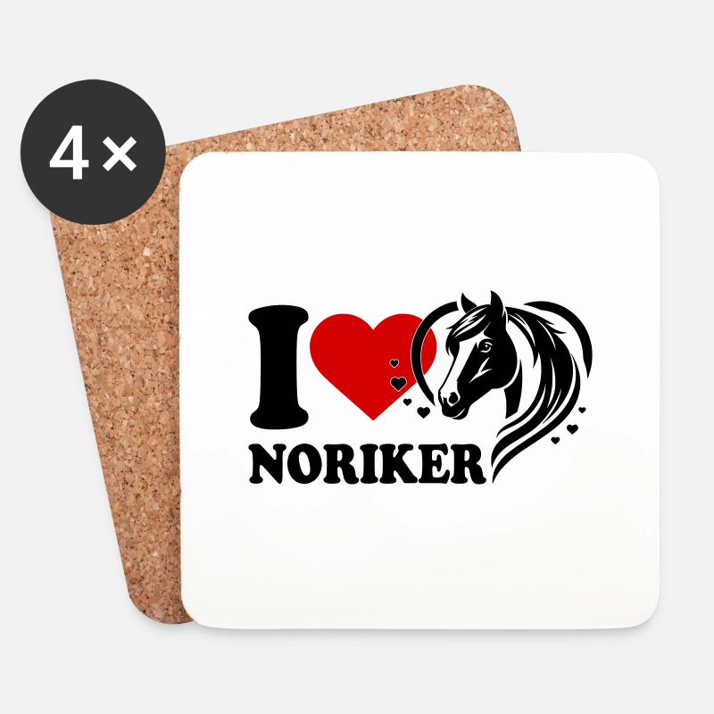 I love Pferd Noriker - Untersetzer (4er-Set) - Weiß