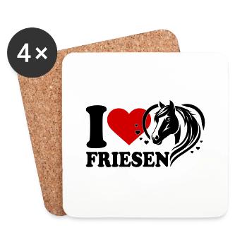 I love Pferd Friesen - Untersetzer (4er-Set) - Weiß - Vorne
