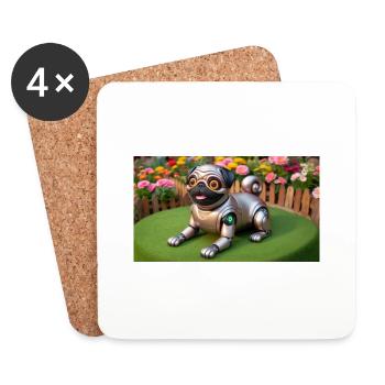 My robotic pug - Coasters (set of 4) - white - Front