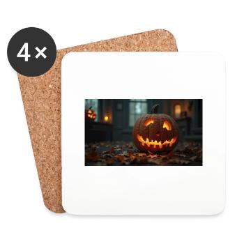 Pumpkin In A Haunted House - Coasters (set of 4) - white - Front