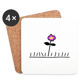 Pink Meadow Flower Spring Summer Grass Flower - Coasters (set of 4) - white - Front