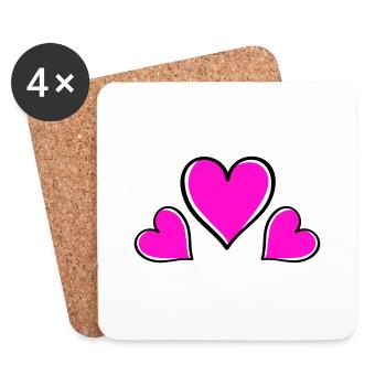 Amour du cœur - Dessous de verre (lot de 4) - blanc - Devant