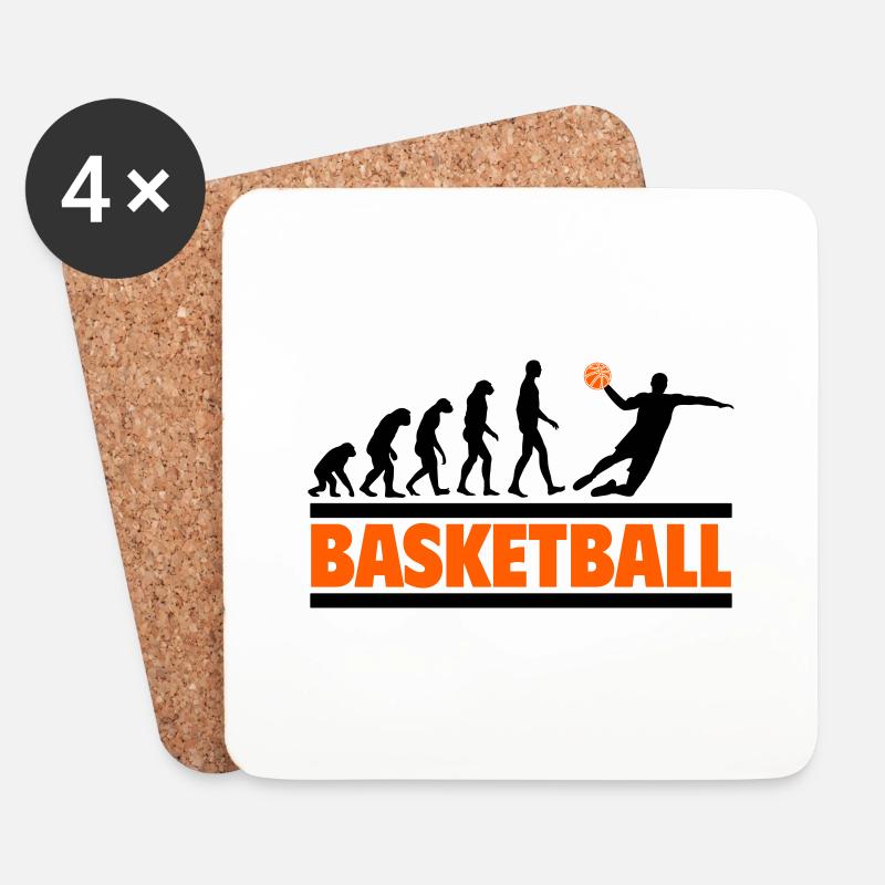Evolution zum Basketballer - Untersetzer (4er-Set) - Weiß