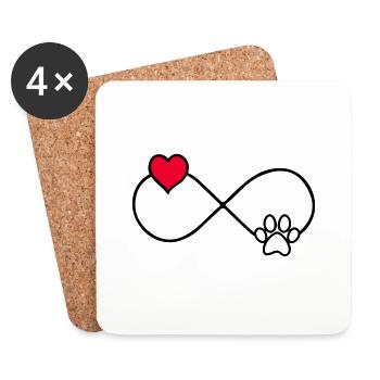 Dog Paw Love Forever - Coasters (set of 4) - white - Front