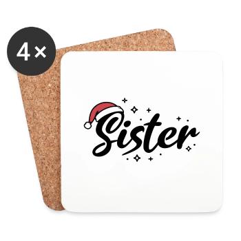 Weihnachtsmütze Sister Schwester - Untersetzer (4er-Set) - Weiß - Vorne