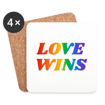 Liebe gewinnt LGBT Regenbogen Text - Untersetzer (4er-Set) - Weiß - Vorne