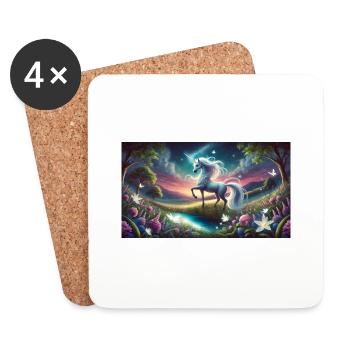 Ein mystisches Einhorn mit Aurora Boreralis - Untersetzer (4er-Set) - Weiß - Vorne