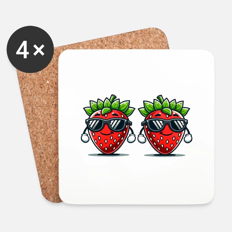 erdbeeren - Untersetzer (4er-Set) - Weiß