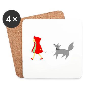 Little Red Riding Hood and the Wolf - Coasters (set of 4) - white - Front