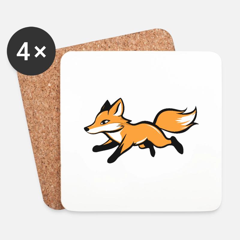 :: Ein fröhlich rennender Fuchs :: - Untersetzer (4er-Set) - Weiß