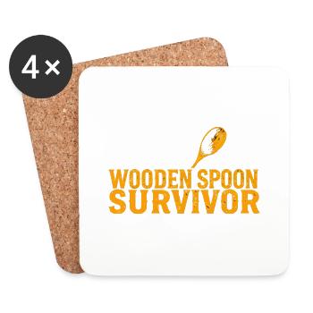 Holzlöffel Survivor Champion Lustig - Untersetzer (4er-Set) - Weiß - Vorne